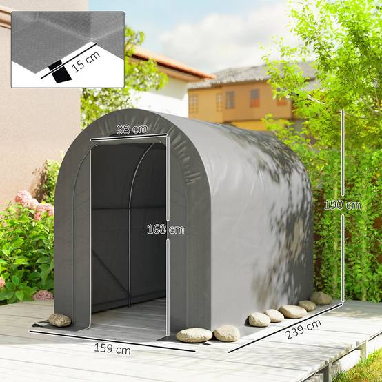 Outsunny - Abri de jardin 2,4x1,6x1,9m rangement extérieur garage vélo bâche PE cadre métal galvanisé gris - Outsunny - Image 3