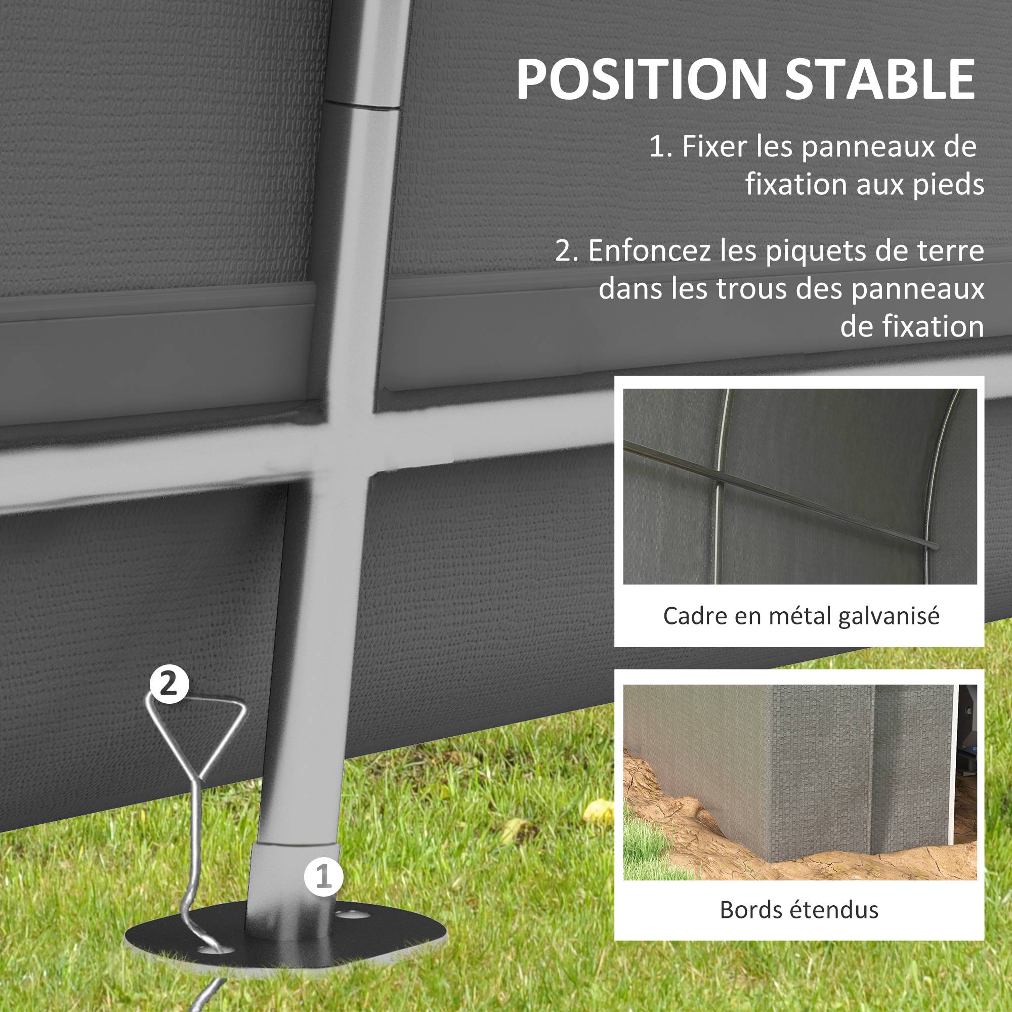 Outsunny - Abri de jardin 2,4x1,6x1,9m rangement extérieur garage vélo bâche PE cadre métal galvanisé gris - Outsunny - Image 7