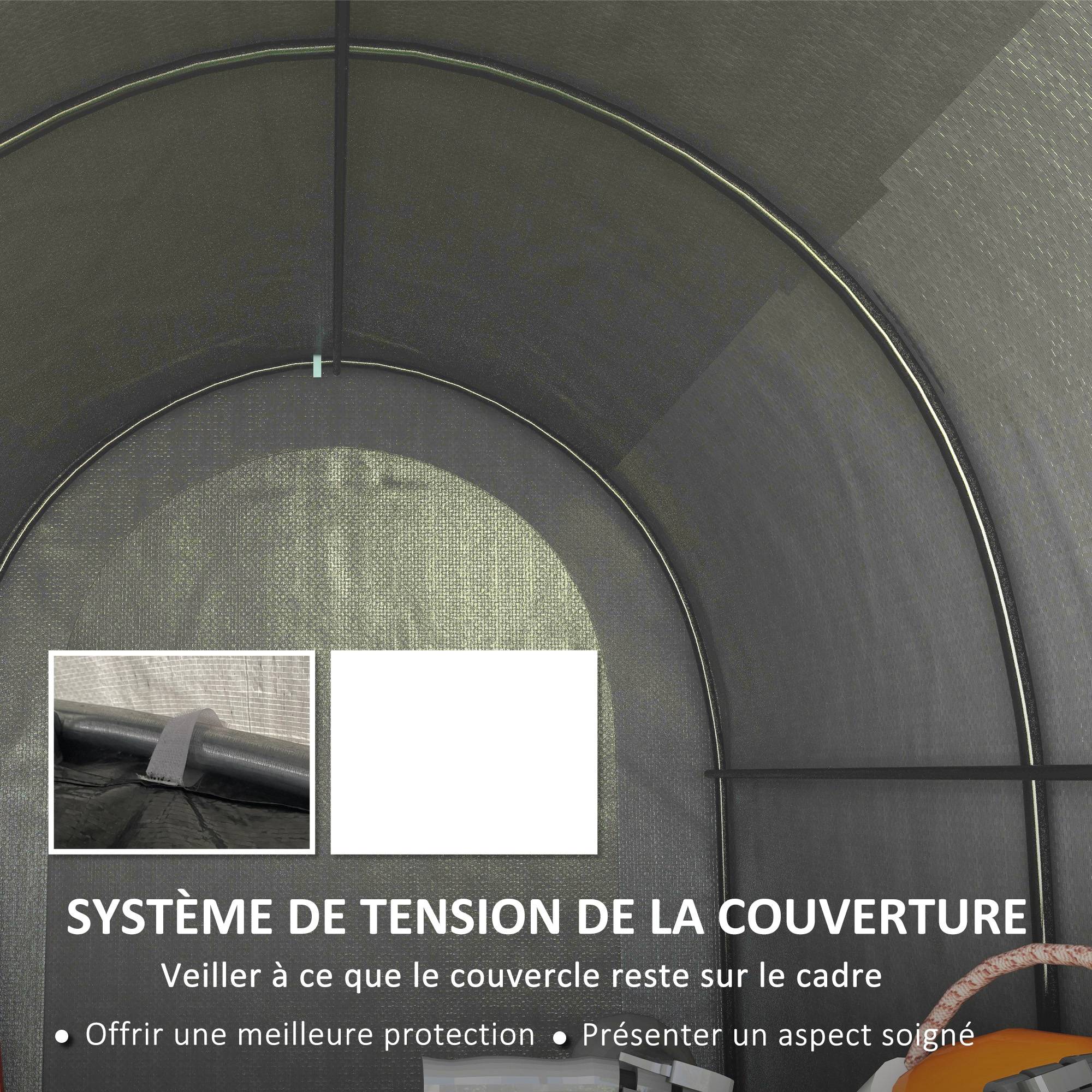 Outsunny - Abri de jardin 2,4x1,6x1,9m rangement extérieur garage vélo bâche PE cadre métal galvanisé gris - Outsunny - Image 9