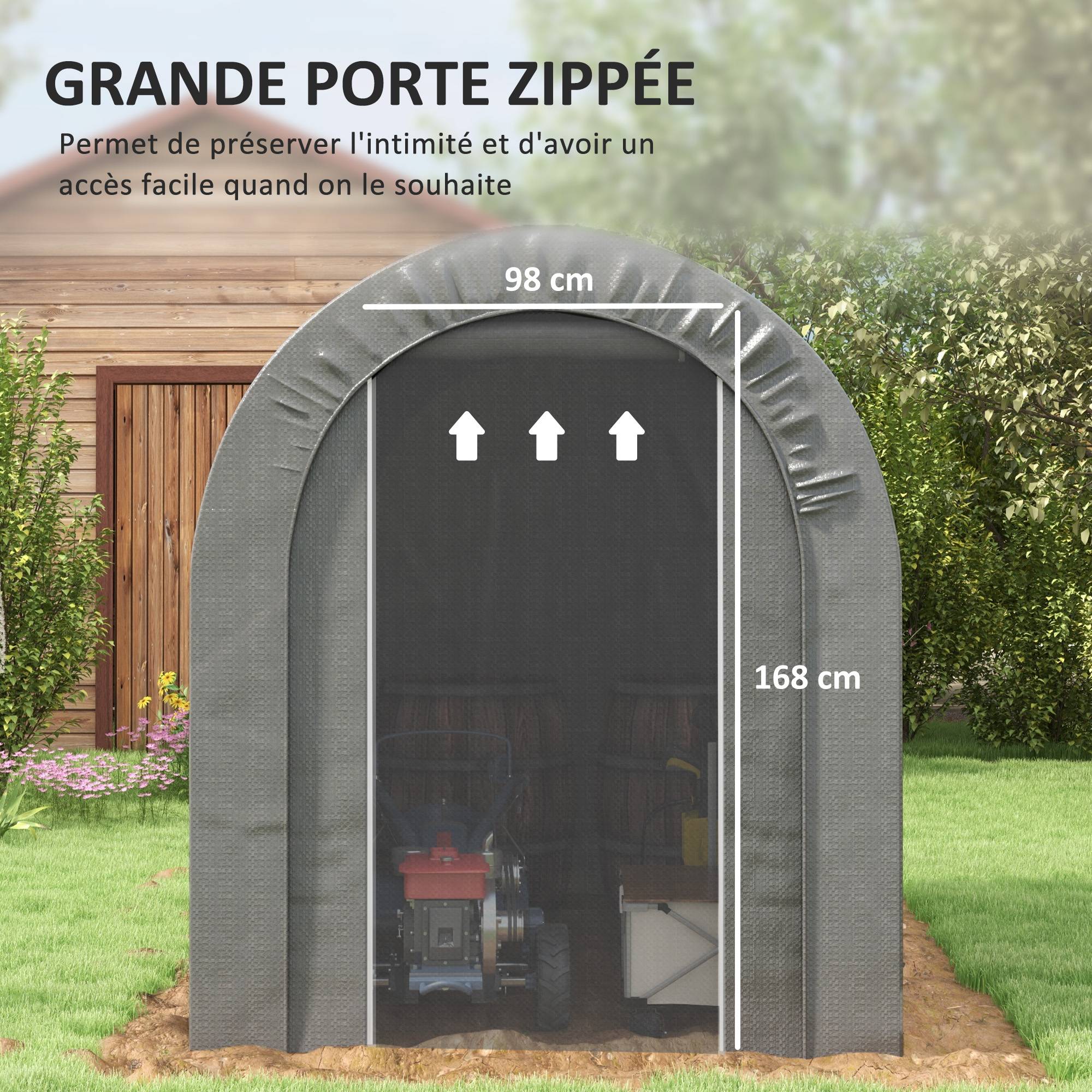 Outsunny - Abri de jardin 2,4x1,6x1,9m rangement extérieur garage vélo bâche PE cadre métal galvanisé gris - Outsunny - Image 8