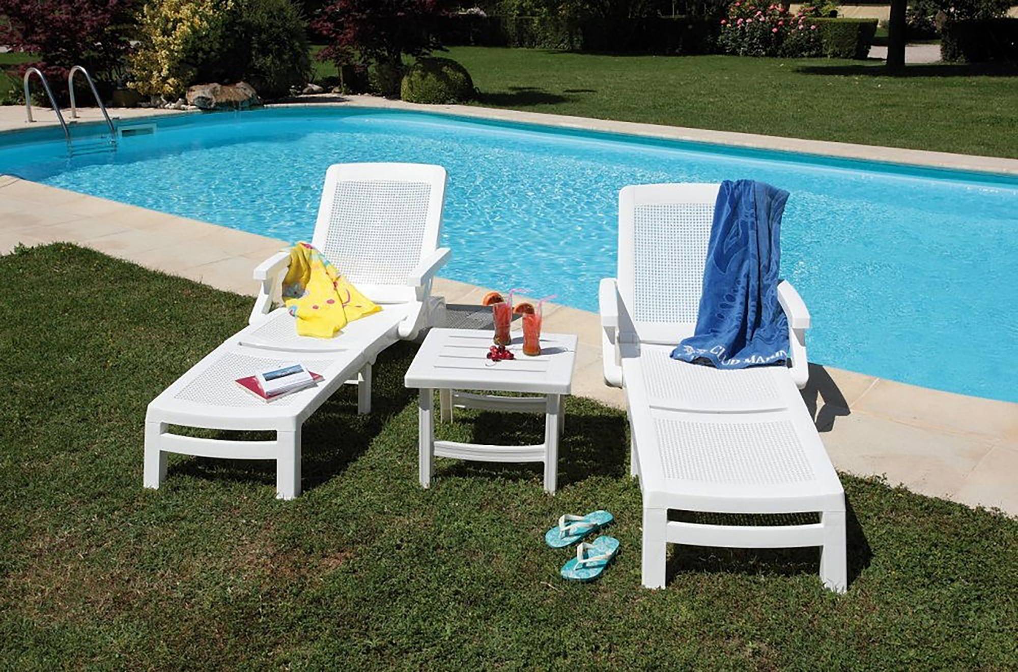 Dmora - Bain au soleil Dmat, Bain au soleil de jardin réglable avec accoudoirs, Chaise longue d'extérieur, 100% Made in Italy, 190x46h70 cm, Blanc - Dmora - Imagen 4