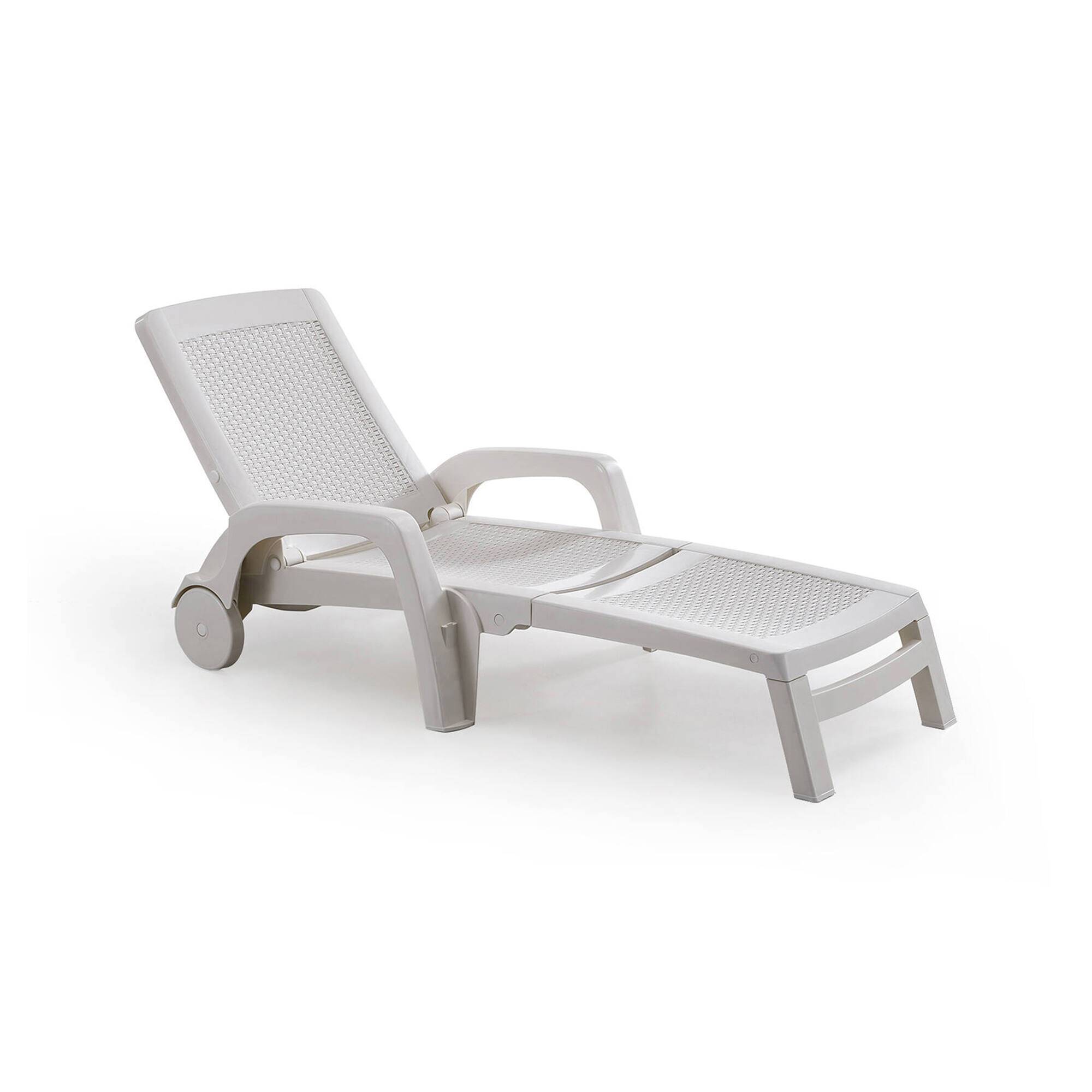 Dmora - Bain au soleil Dmat, Bain au soleil de jardin réglable avec accoudoirs, Chaise longue d'extérieur, 100% Made in Italy, 190x46h70 cm, Blanc - Dmora - Imagen 1