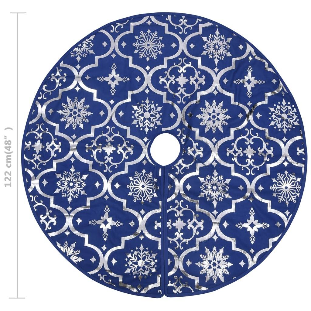 Jupe de sapin de Noël - Robe de sapin - Tapis de sapin de luxe avec chaussette Bleu 122 cm Tissu - Image 8