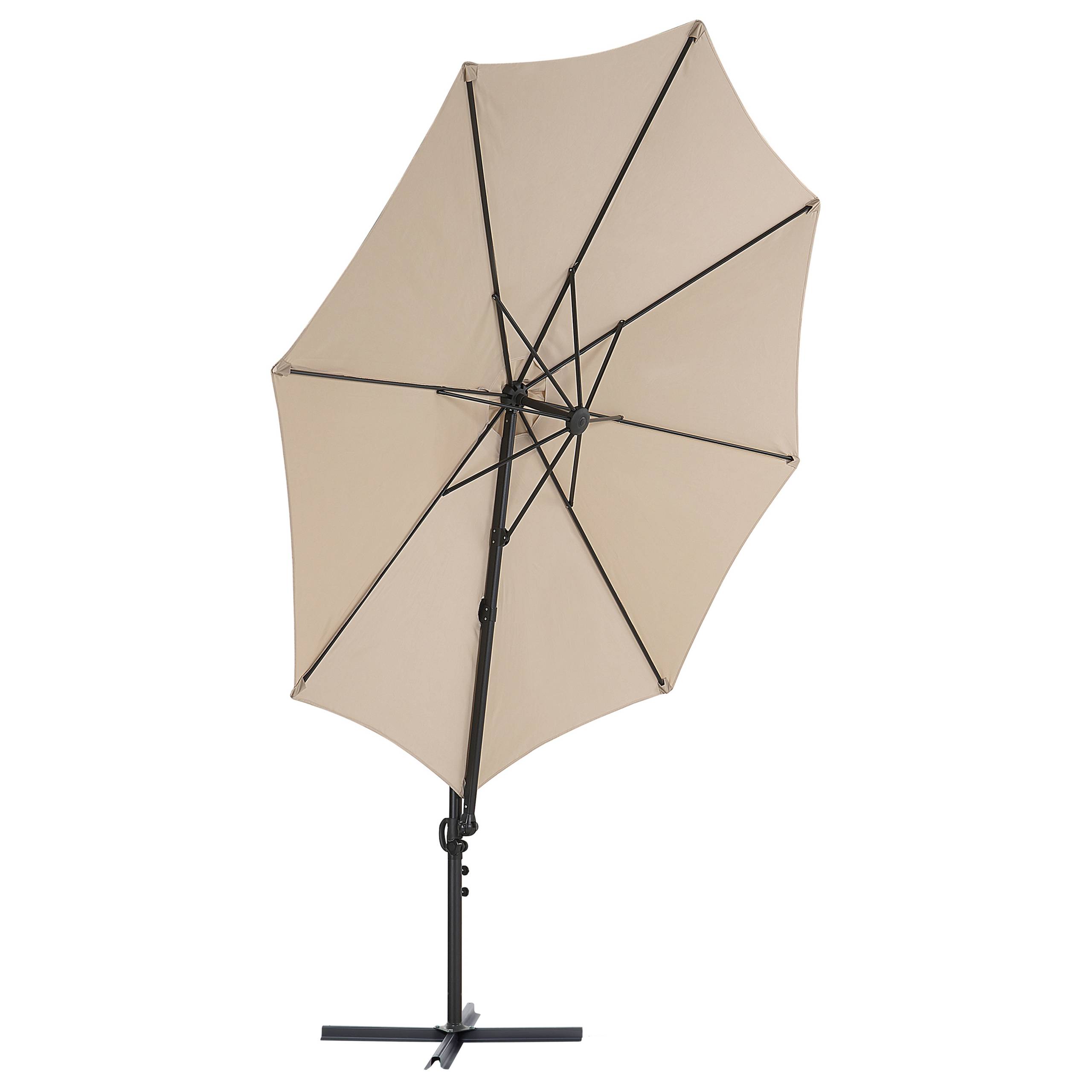Beliani - Parasol de Jardin Beige en Aluminium et Tissu Polyester ⌀ 2,95 m Octogonal à Manivelle et en Porte-à-Faux Rotation 360° Résistant aux UV - Imagen 4