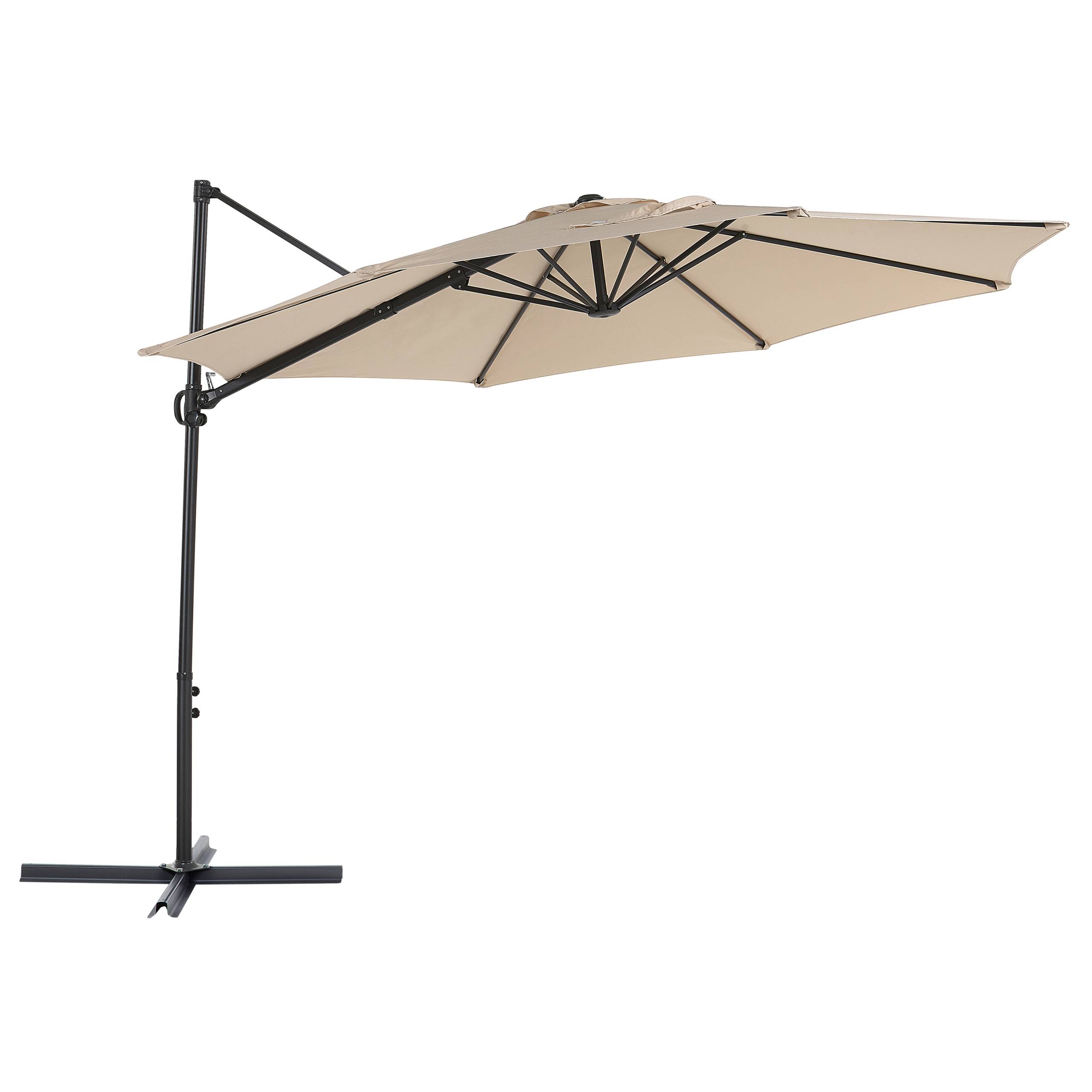 Beliani - Parasol de Jardin Beige en Aluminium et Tissu Polyester ⌀ 2,95 m Octogonal à Manivelle et en Porte-à-Faux Rotation 360° Résistant aux UV - Imagen 1