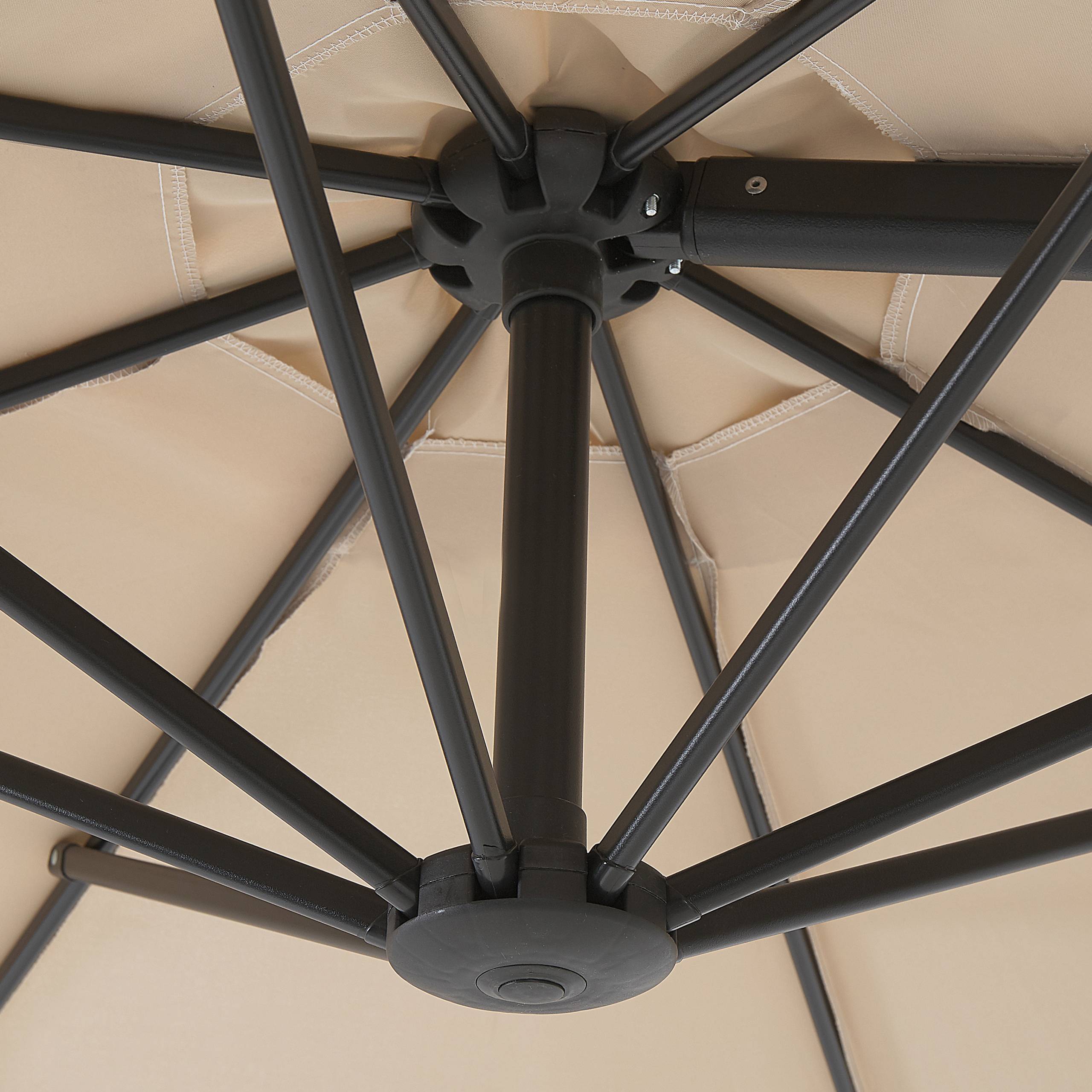 Beliani - Parasol de Jardin Beige en Aluminium et Tissu Polyester ⌀ 2,95 m Octogonal à Manivelle et en Porte-à-Faux Rotation 360° Résistant aux UV - Imagen 7