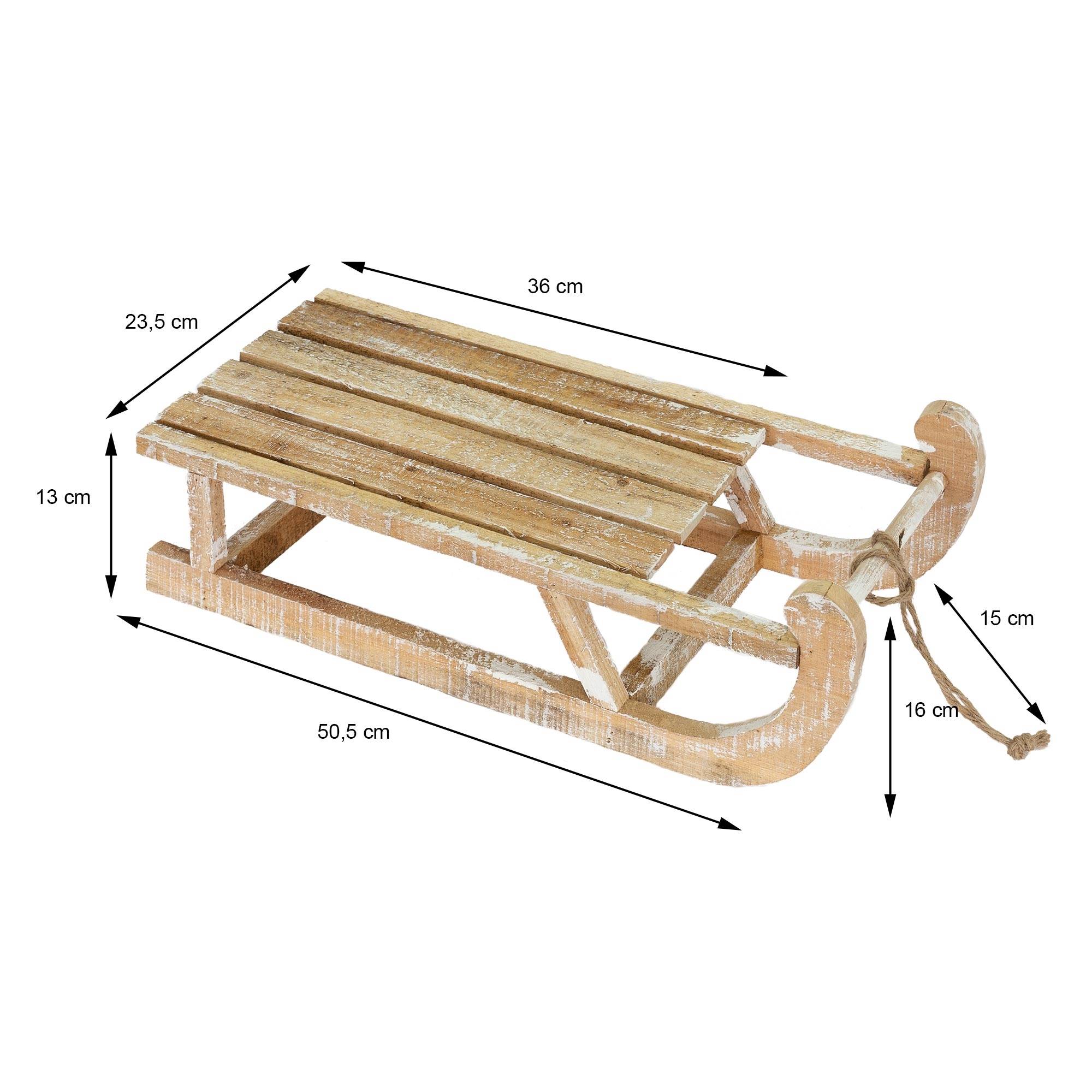Ecd-Germany - Traineau décoratif de Noël en bois marron décoration avec LED blanc chaud 50,5cm - Imagen 6