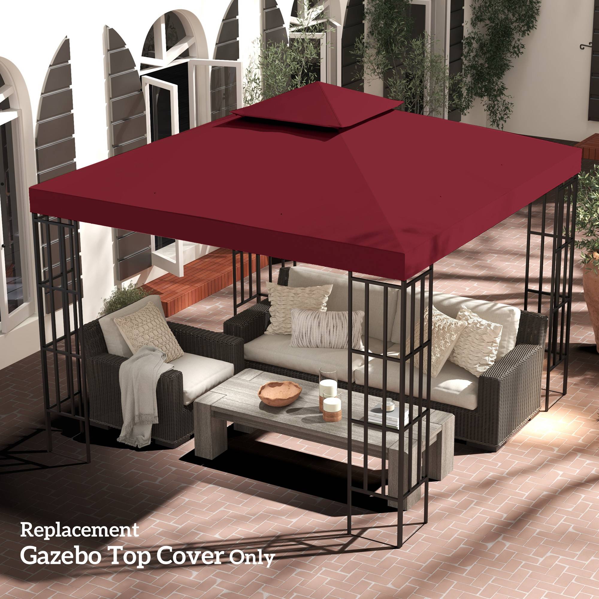 Toit de Remplacement pour pavillon de Jardin Toile de Rechange pour pavillon tonnelle Tente 3 x 3 m Rouge vineux - Image 4