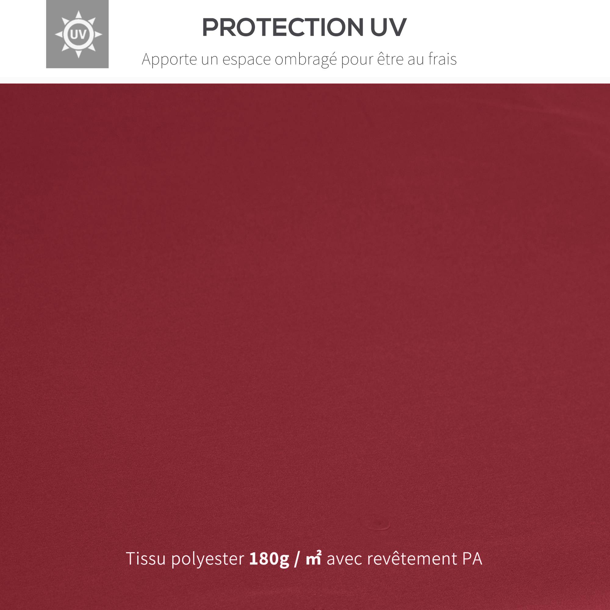 Toit de Remplacement pour pavillon de Jardin Toile de Rechange pour pavillon tonnelle Tente 3 x 3 m Rouge vineux - Image 6