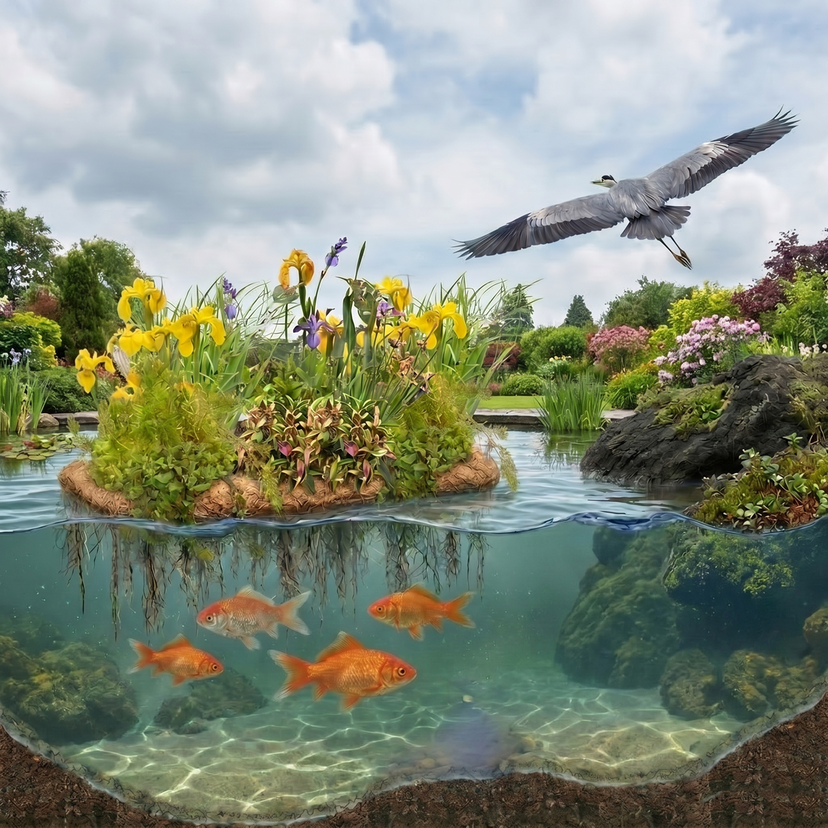 0 - Île Filtrante pour Bassin 25x25 cm - Set Complet avec 4 Plantes - Image 5