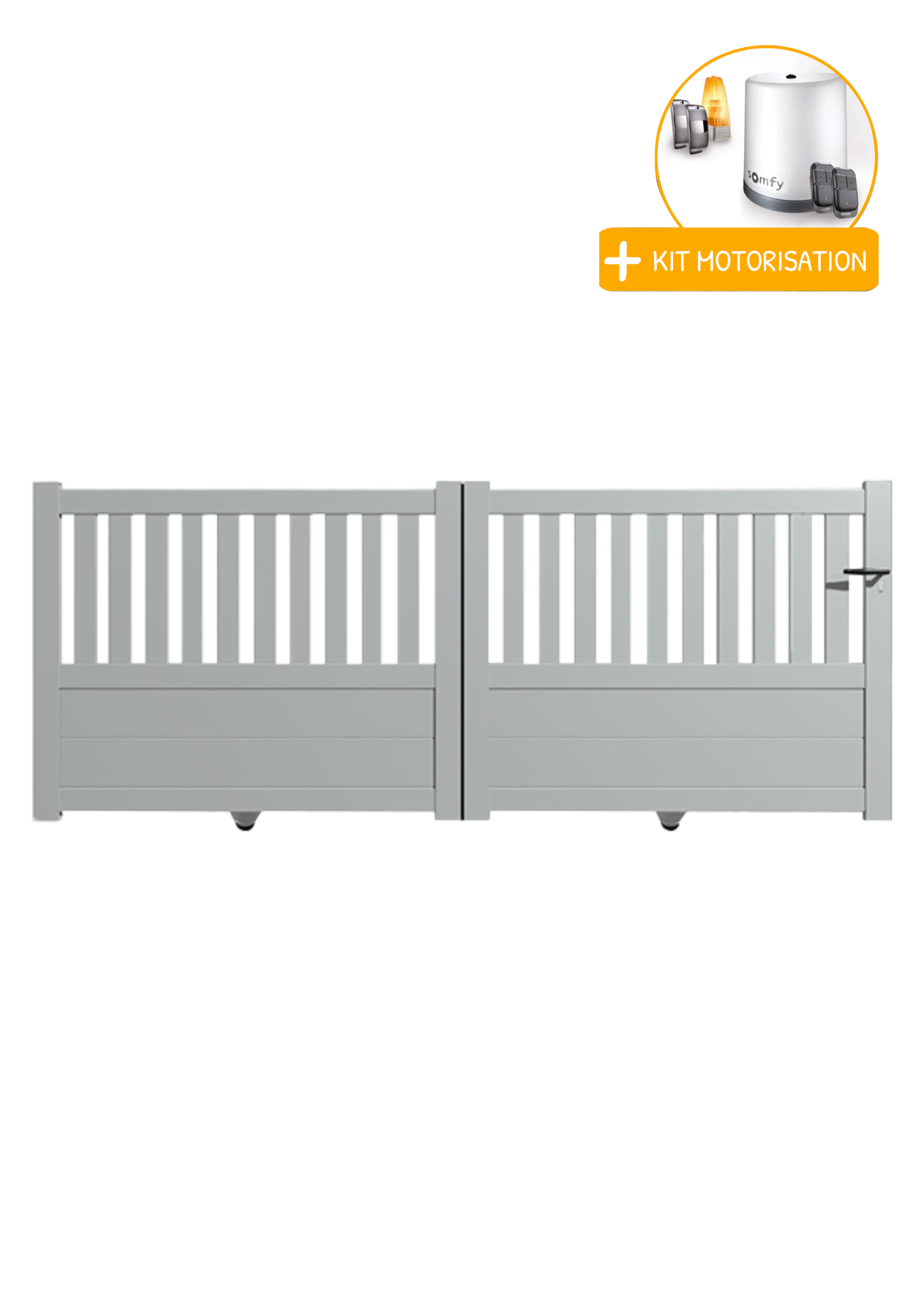 Portail Packit - Portail alu coulissant semi-ajouré en kit +MOT dim. L.3000 (entre piliers) X H.1300 mm  Gris Lumière (RAL 7035)