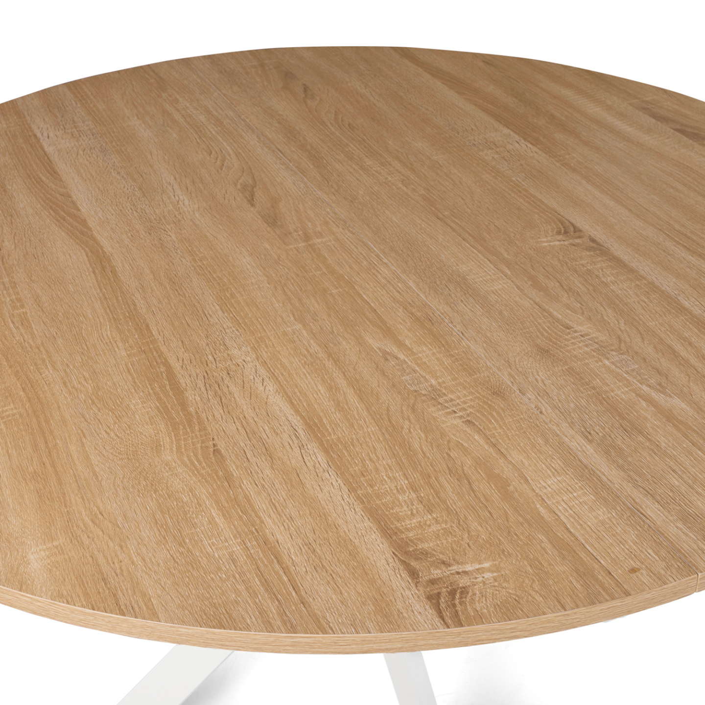Table à manger ronde ALIX 6 personnes pied araignée bois et blanc 110 cm - Image 5