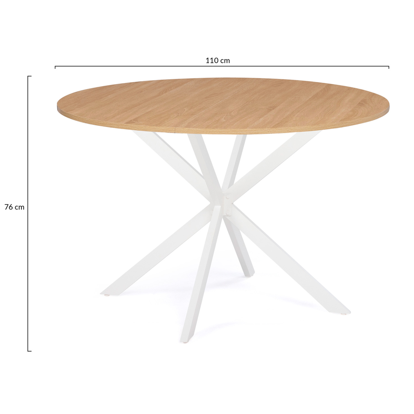 Table à manger ronde ALIX 6 personnes pied araignée bois et blanc 110 cm - Image 4