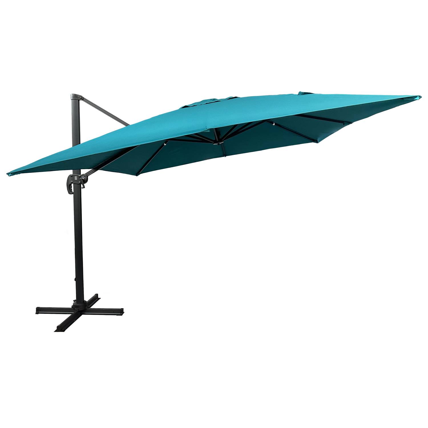 Happy Garden - Parasol déporté MOLOKAI carré 3x3m bleu + housse - HAPPY GARDEN - Imagen 3