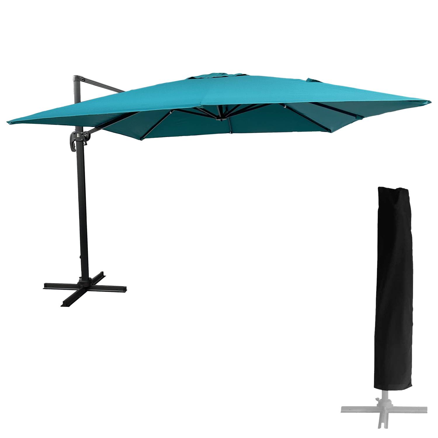 Happy Garden - Parasol déporté MOLOKAI carré 3x3m bleu + housse - HAPPY GARDEN - Imagen 1