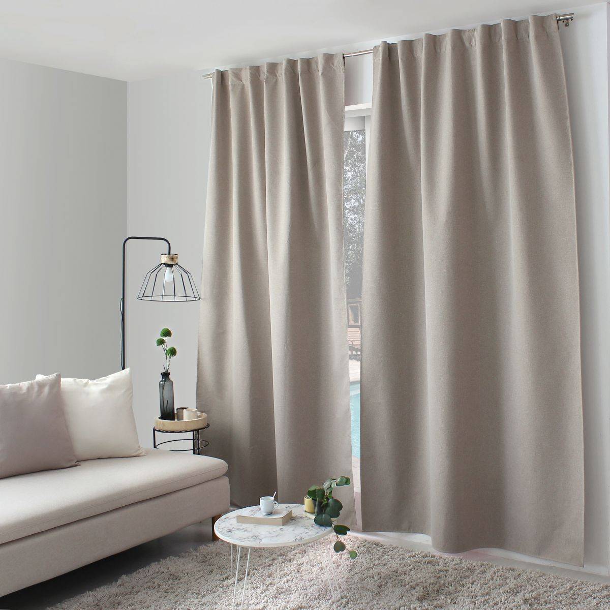 Enjoy Home - Rideau Occultant Opacité Maximale "Eclipse" 140x240cm Beige - Image 1