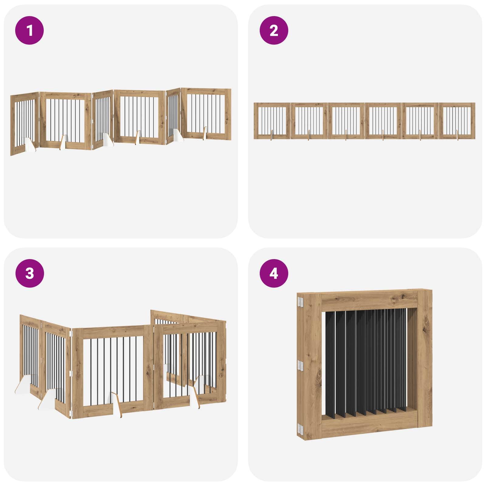 Barrière pour chien bois chêne artisanal 482 x 34 x 80 cm - PANGIVO - Image 10