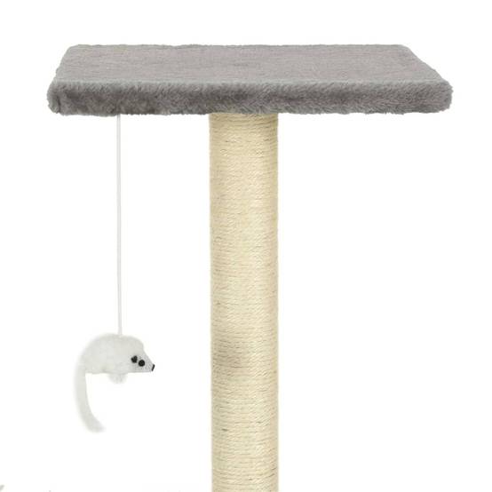 Helloshop26 - Arbre à chat griffoir grattoir niche jouet animaux peluché en sisal 95 cm gris - Image 6