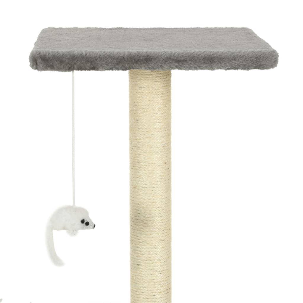 Helloshop26 - Arbre à chat griffoir grattoir niche jouet animaux peluché en sisal 95 cm gris - Imagen 6