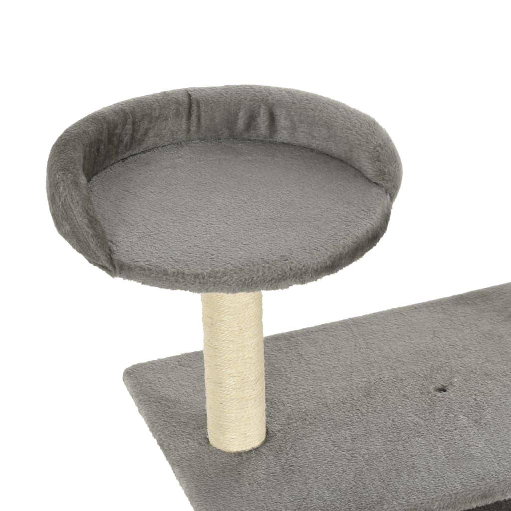 Helloshop26 - Arbre à chat griffoir grattoir niche jouet animaux peluché en sisal 95 cm gris - Imagen 5