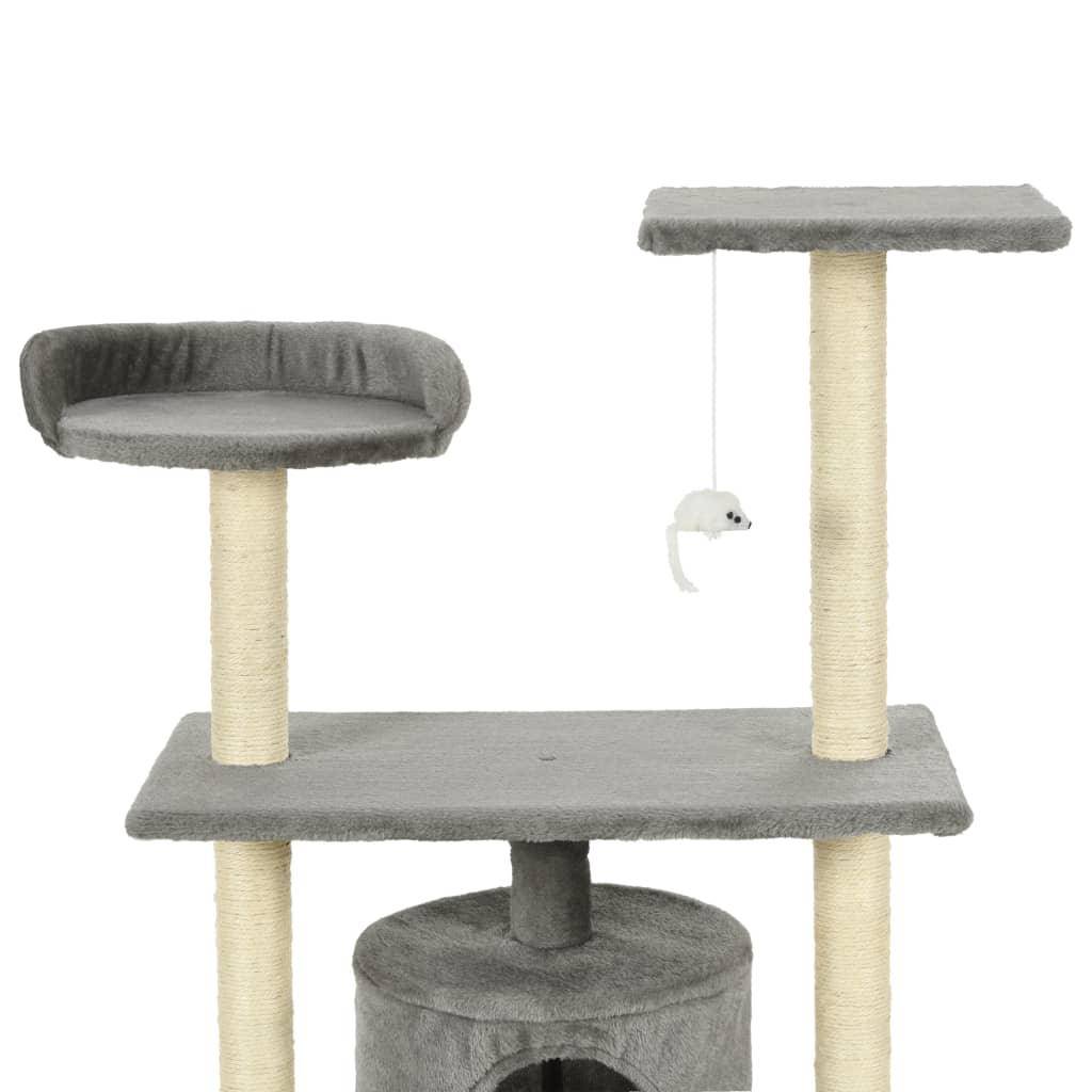 Helloshop26 - Arbre à chat griffoir grattoir niche jouet animaux peluché en sisal 95 cm gris - Imagen 4