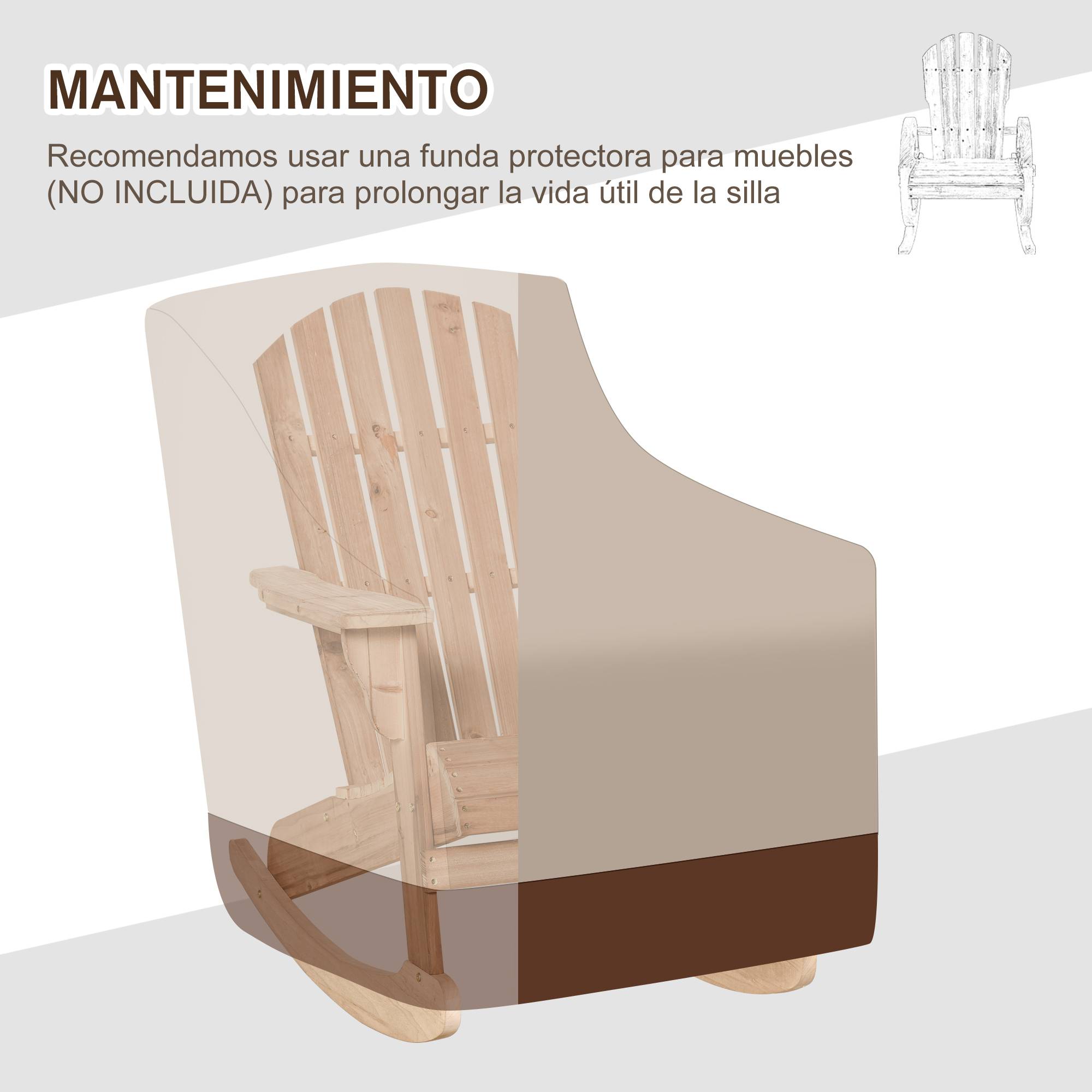Fauteuil à bascule bois sapin Jardin terrasse Style Adirondack vintage 77x94x97cm Naturel - ComfortXL Outdoor Living - Image 9