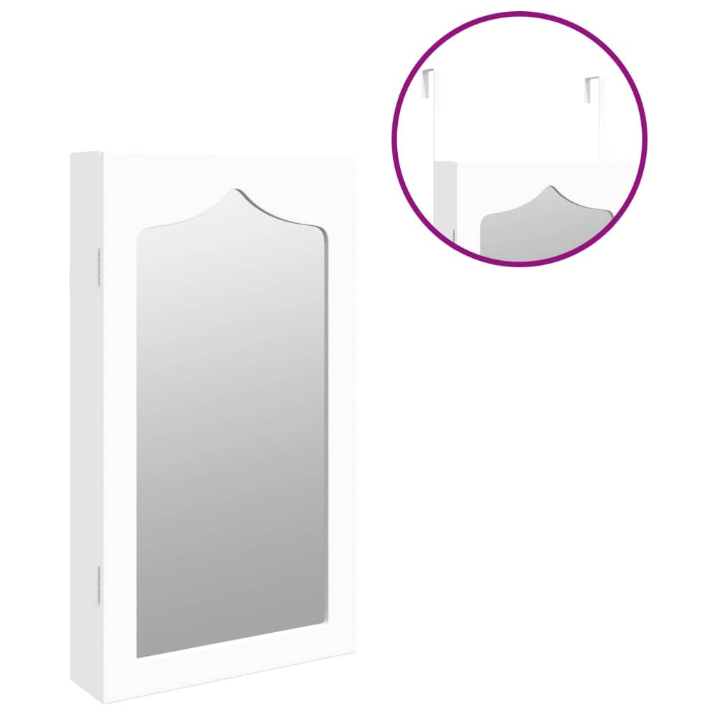 Maison Chic - Miroir Murale avec rangement - Armoire à bijoux avec miroir blanc 37,5x10x67 cm PC159 - Image 9