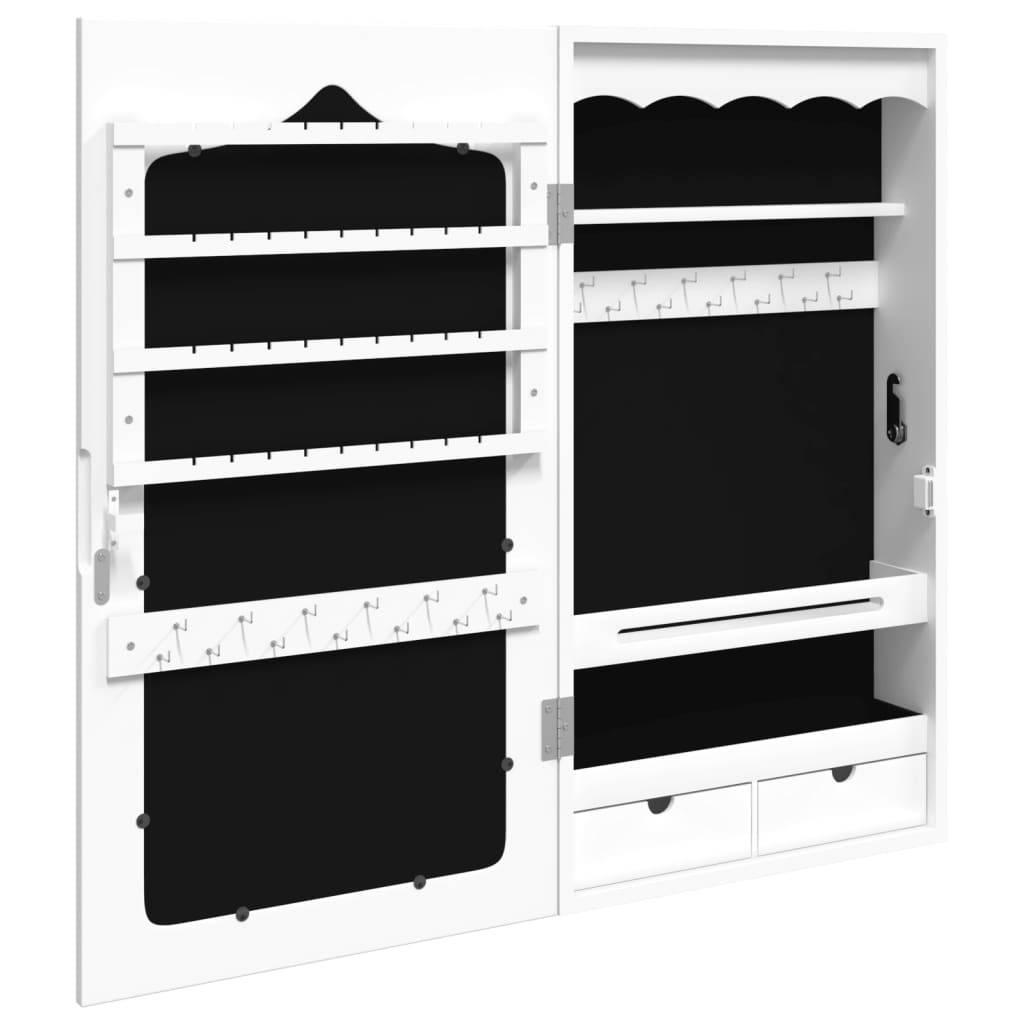 Maison Chic - Miroir Murale avec rangement - Armoire à bijoux avec miroir blanc 37,5x10x67 cm PC159 - Image 5