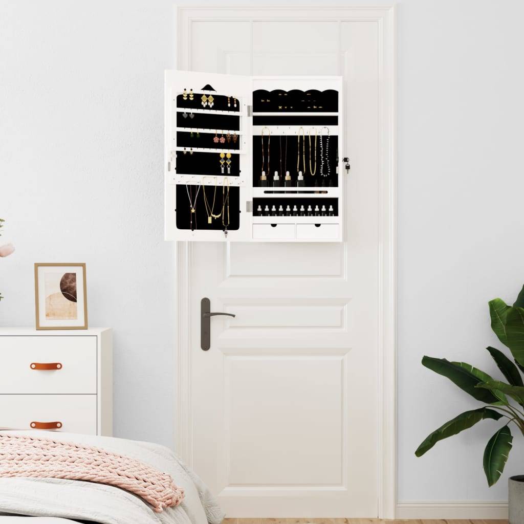 Maison Chic - Miroir Murale avec rangement - Armoire à bijoux avec miroir blanc 37,5x10x67 cm PC159 - Image 3
