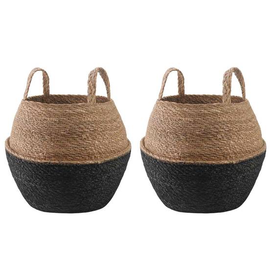 PANGIVO - Lot de 2 pots de fleurs herbe de mer noir 32 x 32 x 32 cm - PANGIVO - Image 1