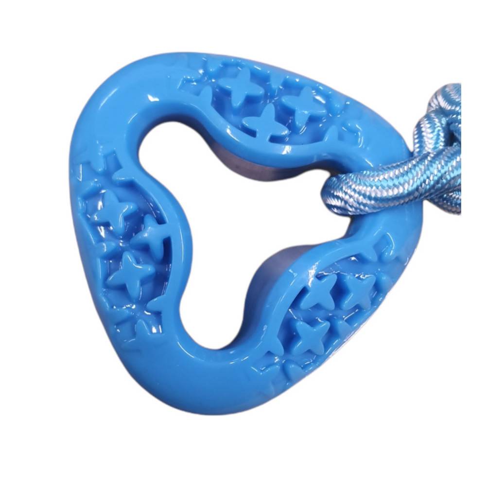 Animallparadise - Anneau triangle en TPR et corde longueur total 24.5 cm, bleu jeux pour chien - Imagen 5
