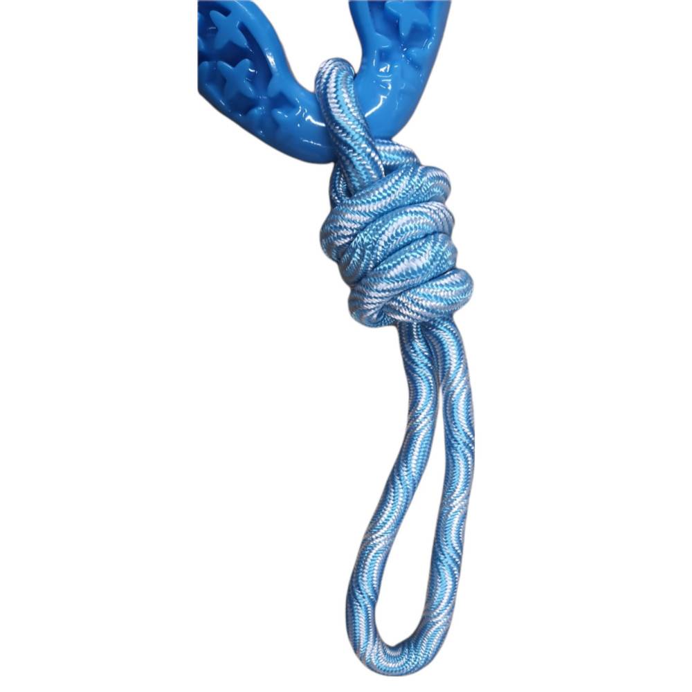 Animallparadise - Anneau triangle en TPR et corde longueur total 24.5 cm, bleu jeux pour chien - Imagen 6