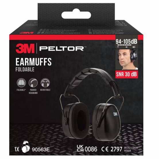 3M Casque anti-bruit avec serre-tête pliable 90563E, SNR 30 dB, noir - Image 4
