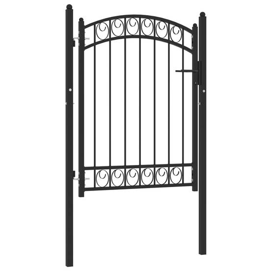 Portail de jardin - Portillon de jardin - Portail de clôture avec dessus arqué Acier 100x125 cm Noir - MEUBLE PRO - Image 1