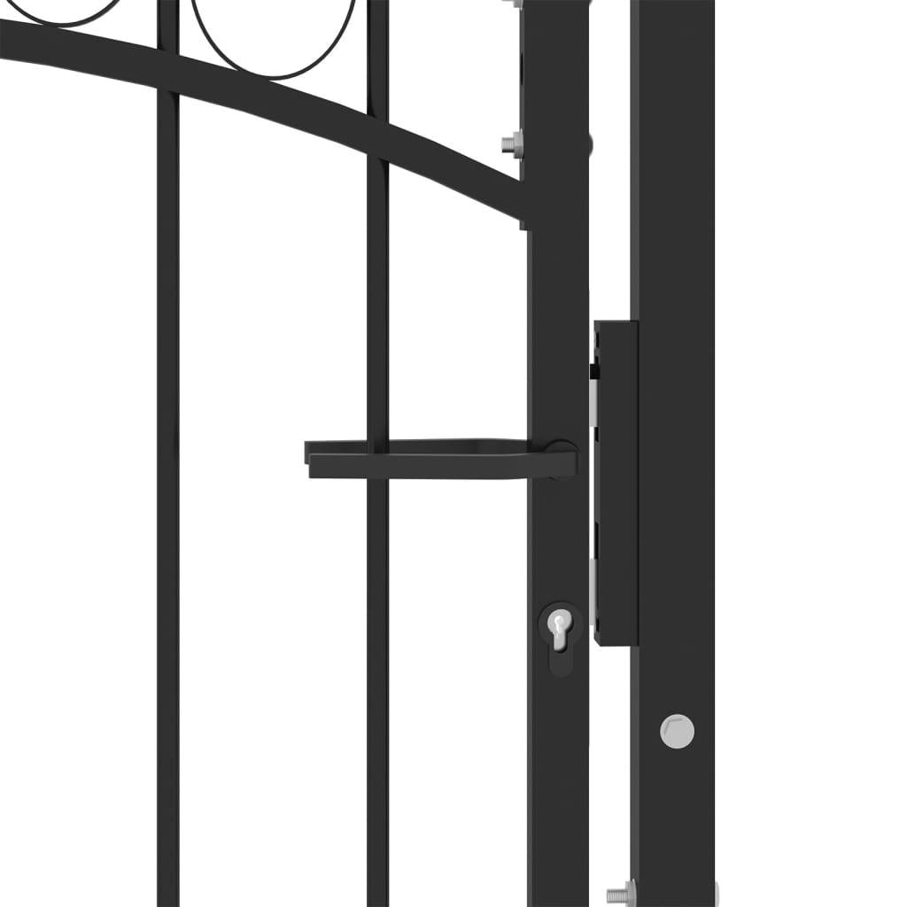 Portail de jardin - Portillon de jardin - Portail de clôture avec dessus arqué Acier 100x125 cm Noir - MEUBLE PRO - Image 3