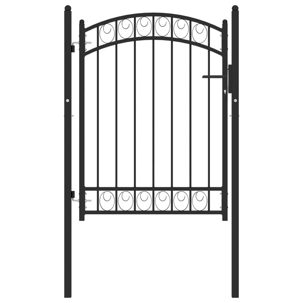 Portail de jardin - Portillon de jardin - Portail de clôture avec dessus arqué Acier 100x125 cm Noir - MEUBLE PRO - Image 2