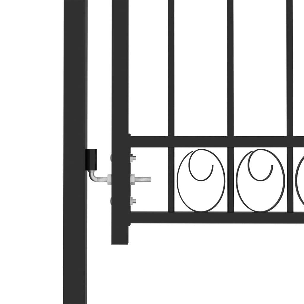 Portail de jardin - Portillon de jardin - Portail de clôture avec dessus arqué Acier 100x125 cm Noir - MEUBLE PRO - Image 4