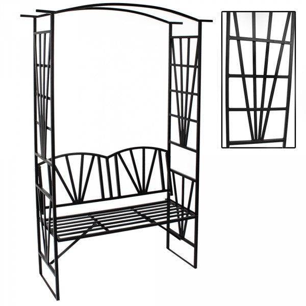 Helloshop26 - Arche arceau rosier treillis de jardin support pour plantes grimpantes avec banc - Imagen 2