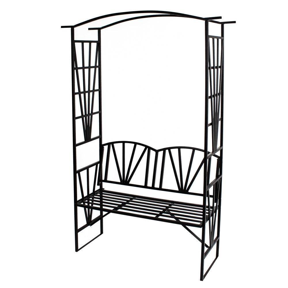 Helloshop26 - Arche arceau rosier treillis de jardin support pour plantes grimpantes avec banc - Imagen 1