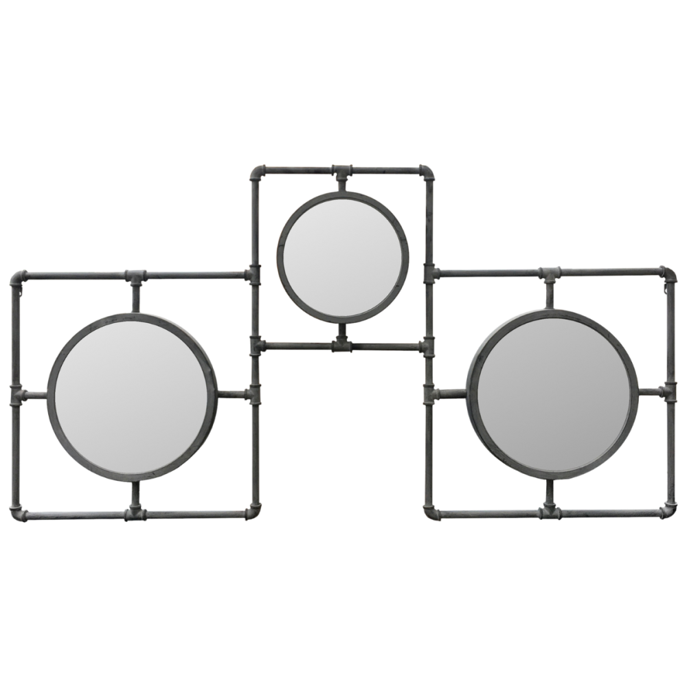 ~ Miroirs vintage industriel mural métal gris 160 x 86 cm Chemin de campagne - Imagen 1