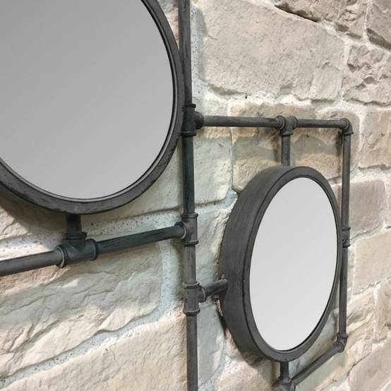 ~ Miroirs vintage industriel mural métal gris 160 x 86 cm Chemin de campagne - Imagen 5