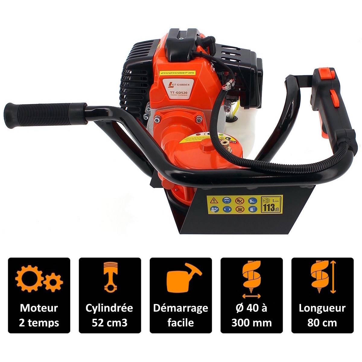 Gt Garden - Tarière thermique 52 cm3 - 3 CV + mèche 60 mm - GT GARDEN - Imagen 2