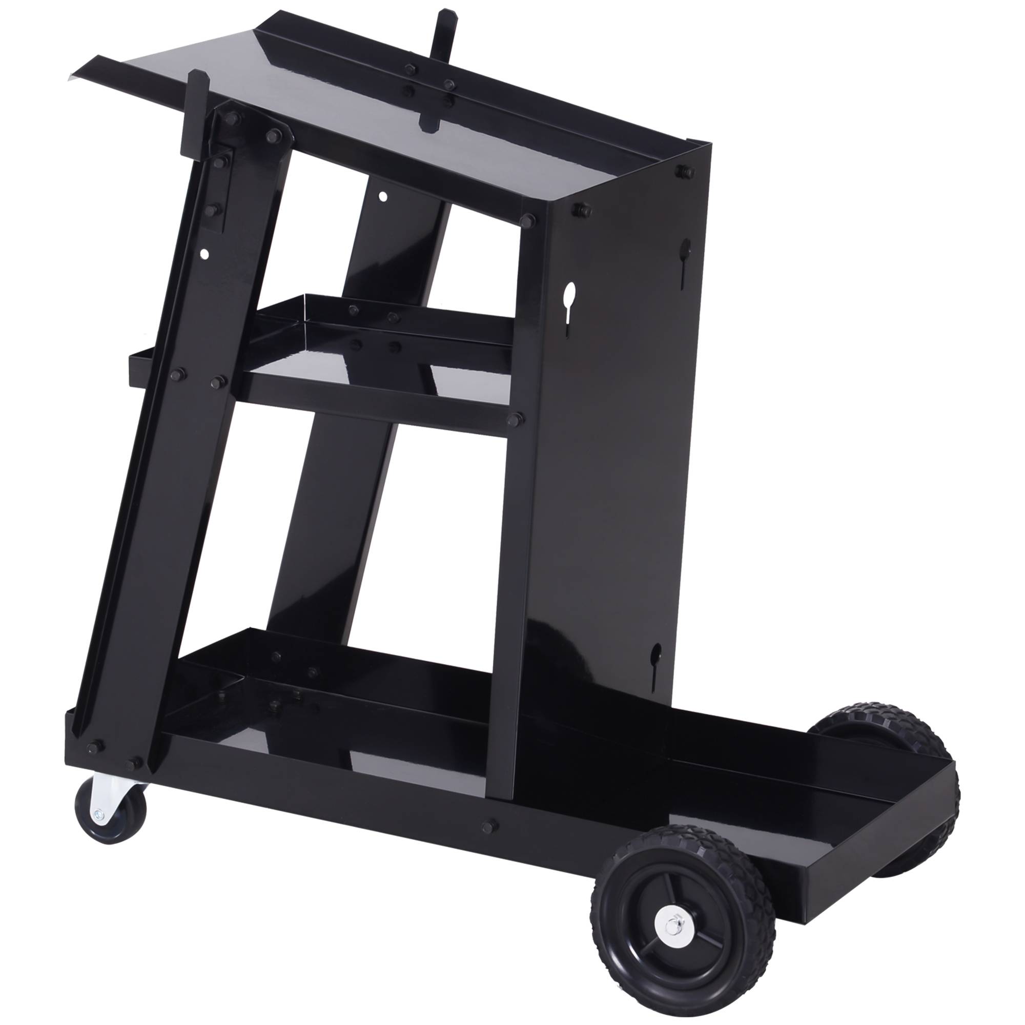 Sans Marque - Chariot de soudage, 3 étagères, chaîne de sécurité, 4 roues, acier, 71 x 39 x 70 cm, noir - Image 2
