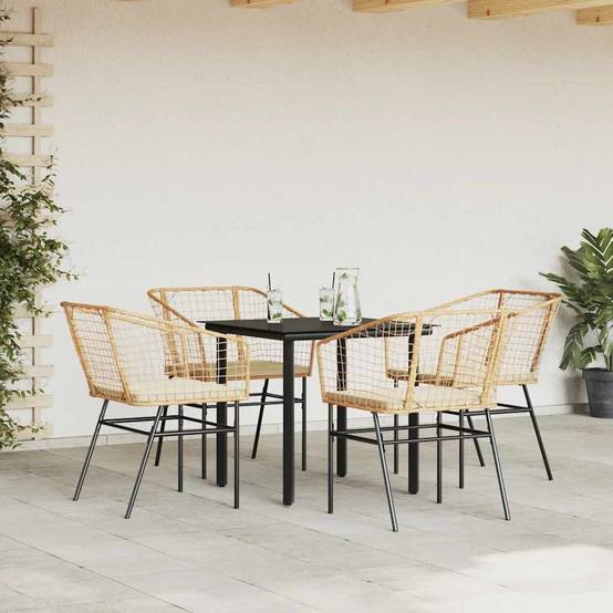 Salon de Jardin 4 Personnes Résine Tressée Table Carrée avec Coussins Confort pour Terrasse Marron 80x80cm – ComfortXL Outdoor Living - Image 3