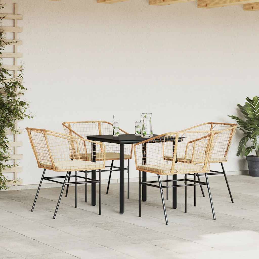 Salon de Jardin 4 Personnes Résine Tressée Table Carrée avec Coussins Confort pour Terrasse Marron 80x80cm – ComfortXL Outdoor Living - Image 3