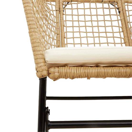 Salon de Jardin 4 Personnes Résine Tressée Table Carrée avec Coussins Confort pour Terrasse Marron 80x80cm – ComfortXL Outdoor Living - Image 8