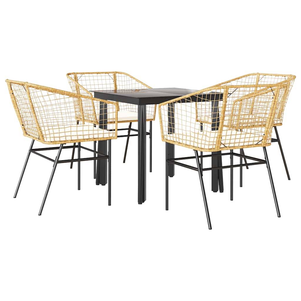 Salon de Jardin 4 Personnes Résine Tressée Table Carrée avec Coussins Confort pour Terrasse Marron 80x80cm – ComfortXL Outdoor Living - Image 2