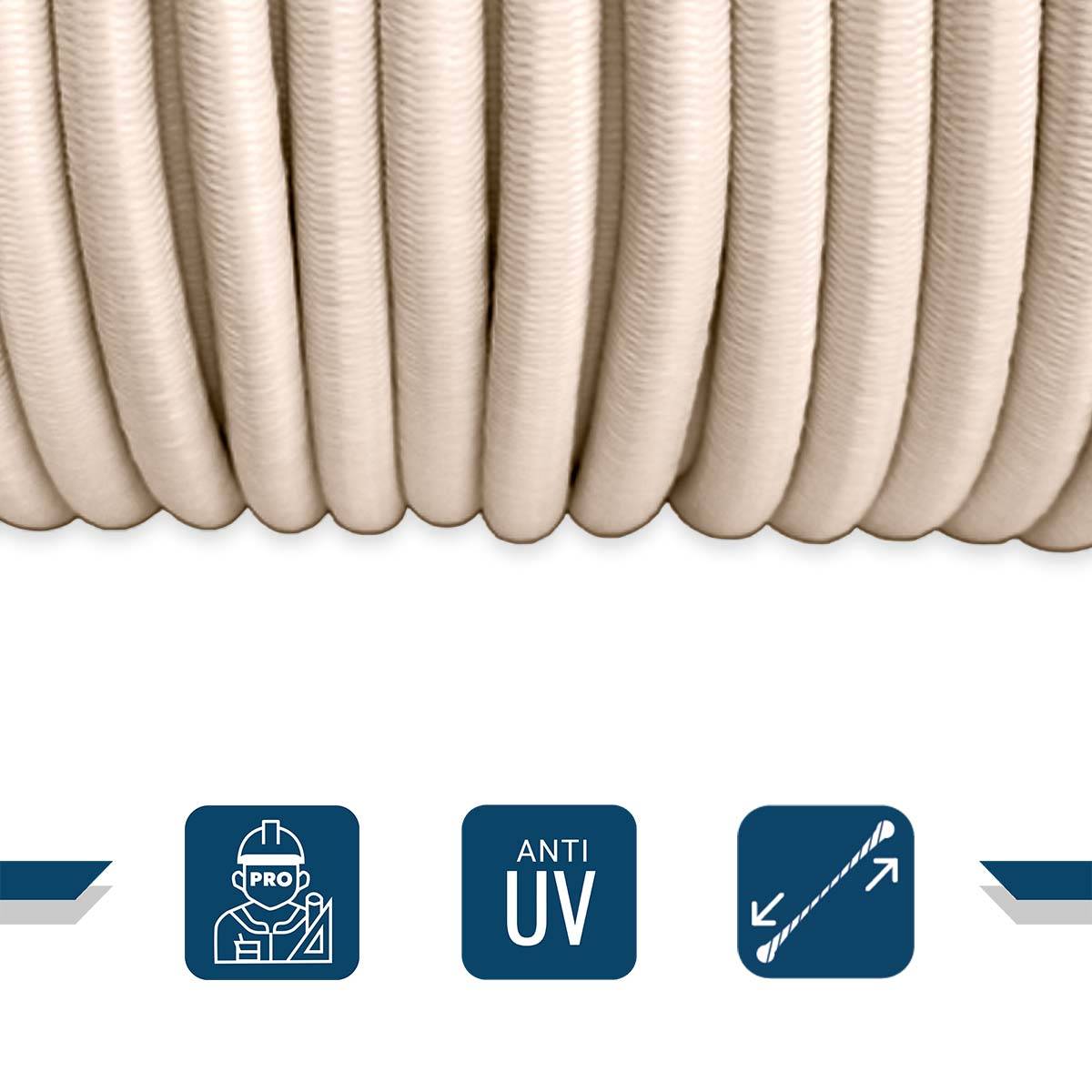 Sandow élastique Ivoire 100 mètres 9SW - Qualité PRO - Tendeur pour bâche de diamètre 9 mm TECPLAST - Image 3
