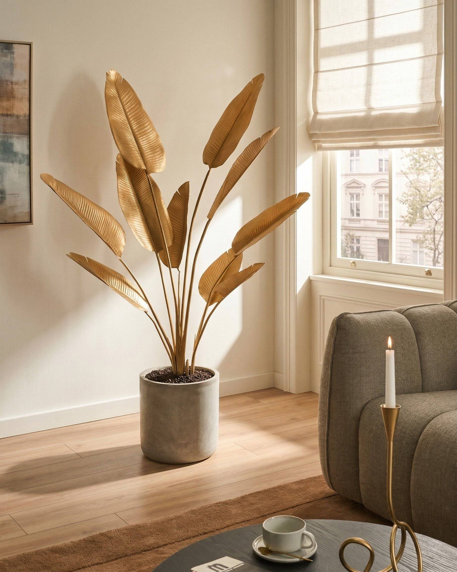 Beliani - Plante artificielle Matière synthétique Doré BANANA TREE - 77x77x162- Beliani - Image 1