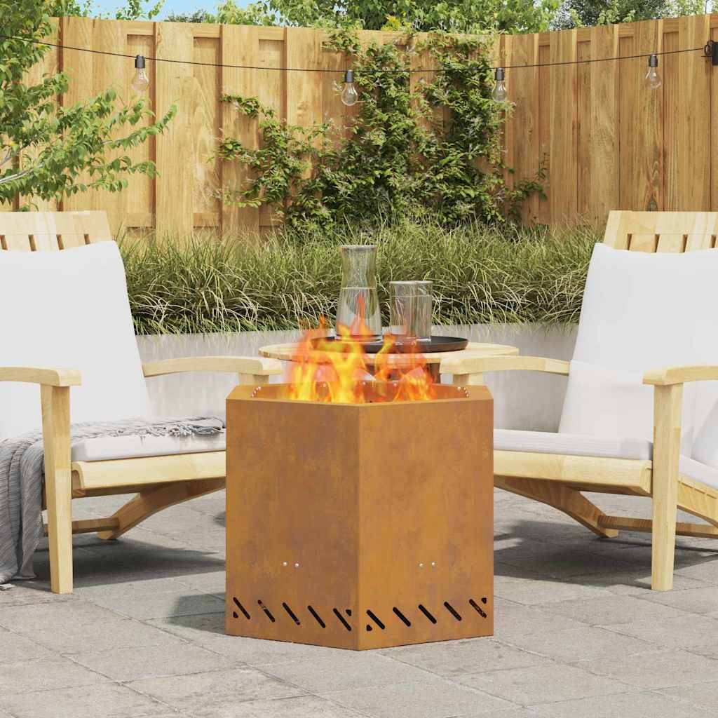 ComfortXL - Braséro hexagonal sans fumée en acier design moderne pour jardin terrasse Marron 58 cm – ComfortXL Outdoor Living - Image 1